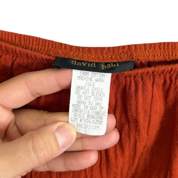 Vintage David Paul Low Rise Tiered Midi Skirt Orange Medium Boho Cottagecore - Picture 3 of 3